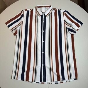 SHEIN men's multicolored striped button-up shirt. Size XXL.